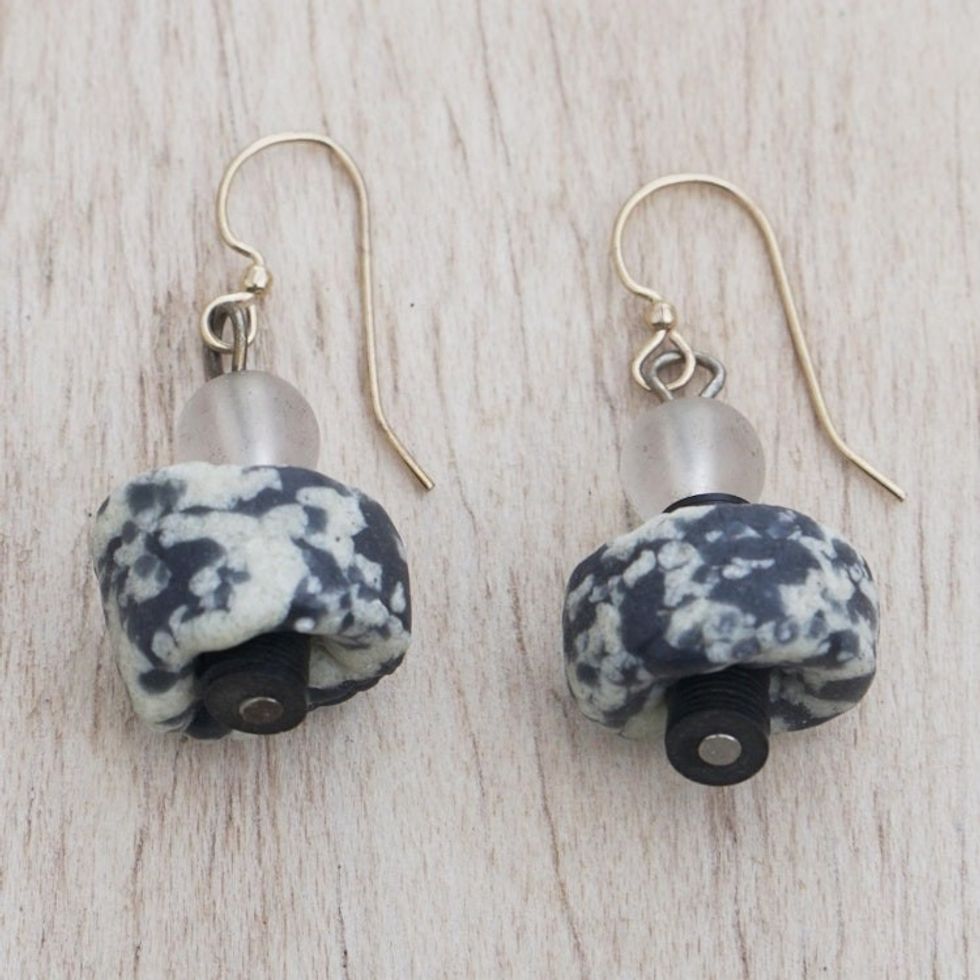 Eco-Friendly Dangle Earrings with Brass Hooks 'Queen for a Day'