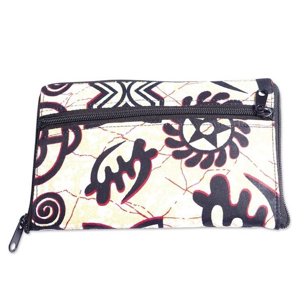Alternate image for Adinkra-Patterned Self-Storing Cotton Tote Bag from Ghana Adinkra Essential