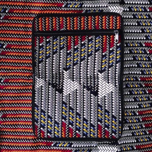 Alternate image for Multicolor Patterned Self-Storing Cotton Tote Bag from Ghana Vibrant Basis