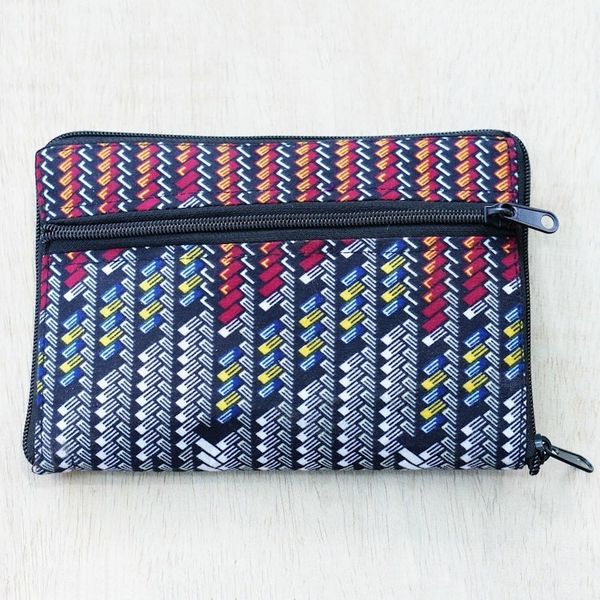 Alternate image for Multicolor Patterned Self-Storing Cotton Tote Bag from Ghana Vibrant Basis