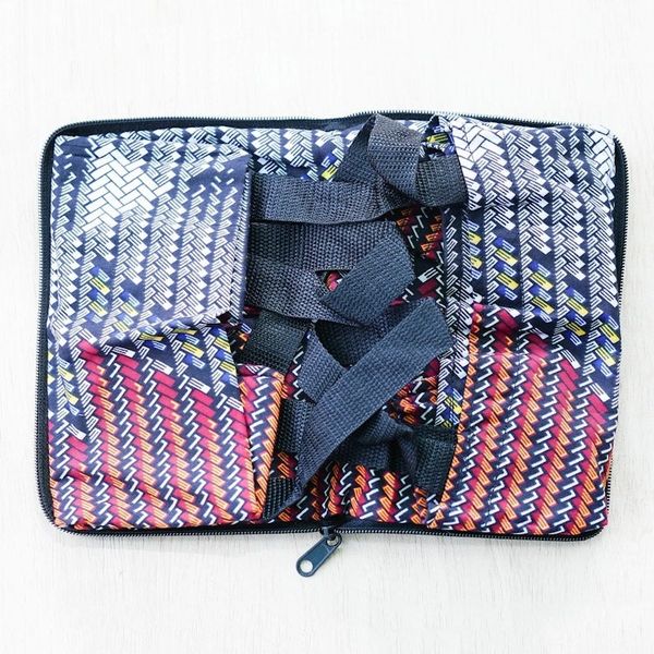 Alternate image for Multicolor Patterned Self-Storing Cotton Tote Bag from Ghana Vibrant Basis