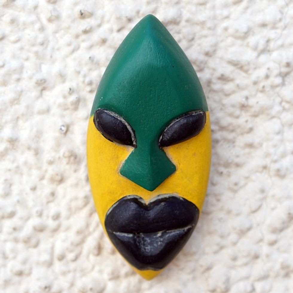 Handcrafted Yellow and Green African Mask of Queen Yargoje 'Yargoje'