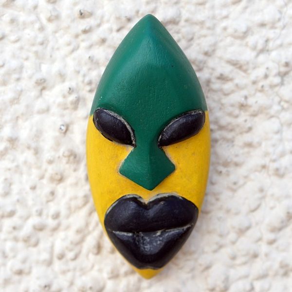 Alternate image for Handcrafted Yellow and Green African Mask of Queen Yargoje Yargoje