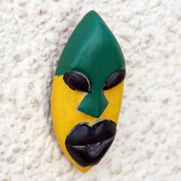 Alternate image for Handcrafted Yellow and Green African Mask of Queen Yargoje Yargoje