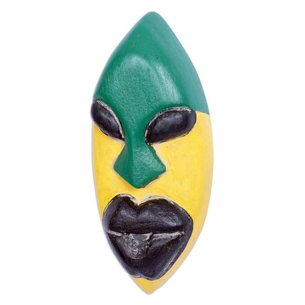 Alternate image for Handcrafted Yellow and Green African Mask of Queen Yargoje Yargoje