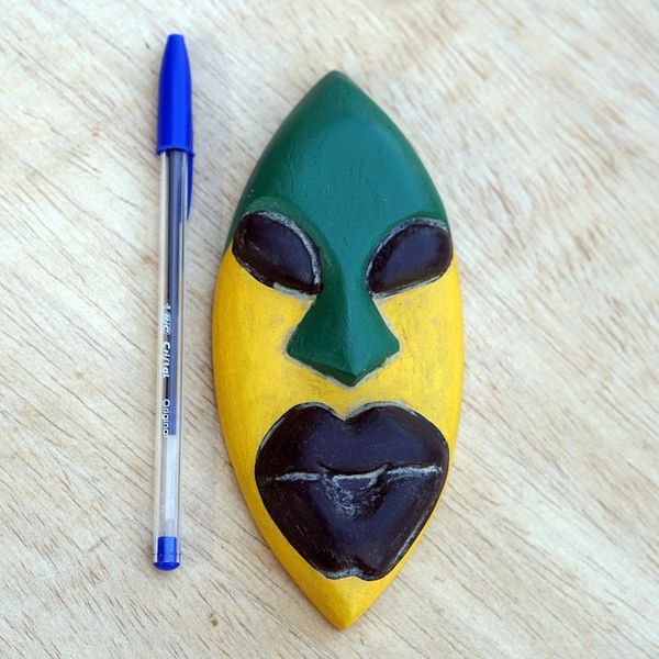 Alternate image for Handcrafted Yellow and Green African Mask of Queen Yargoje Yargoje