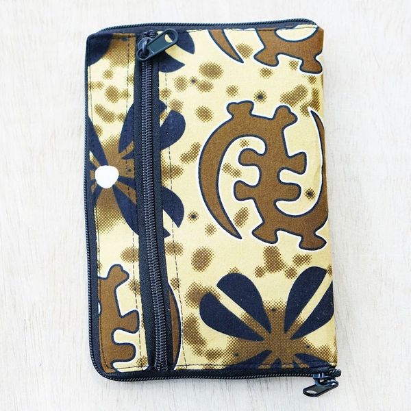 Alternate image for Black and Brown Adinkra-Themed Self-Storing Cotton Tote Bag Adinkra Essence