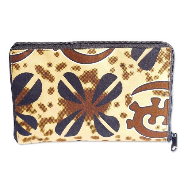 Alternate image for Black and Brown Adinkra-Themed Self-Storing Cotton Tote Bag Adinkra Essence