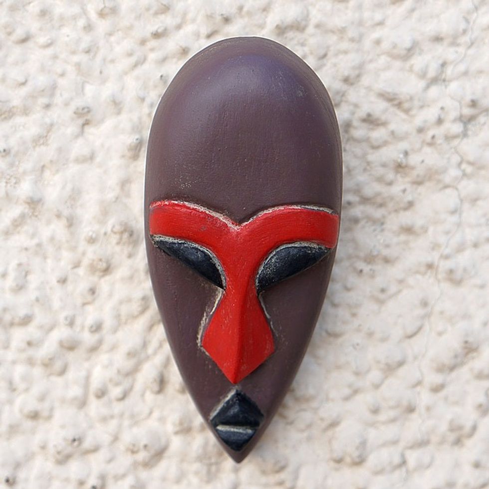 Hand-Painted Purple and Red Queen Nefertiti African Mask 'Queen Nefertiti'