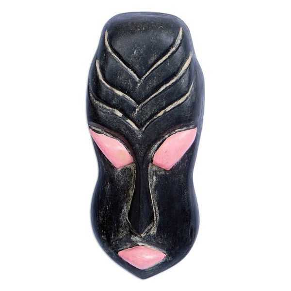 Alternate image for Handcrafted Black and Pink African Mask of Queen Ranavalona Ranavalona I