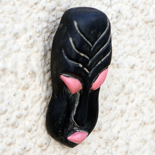 Alternate image for Handcrafted Black and Pink African Mask of Queen Ranavalona Ranavalona I