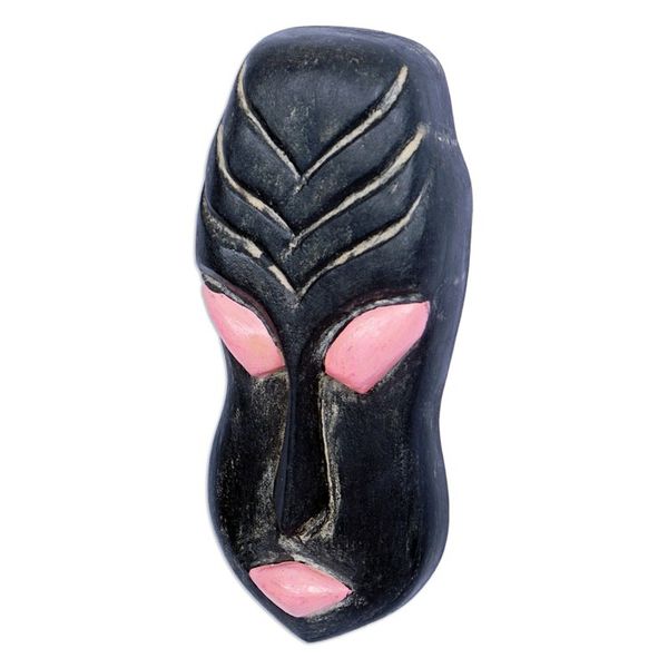 Alternate image for Handcrafted Black and Pink African Mask of Queen Ranavalona Ranavalona I