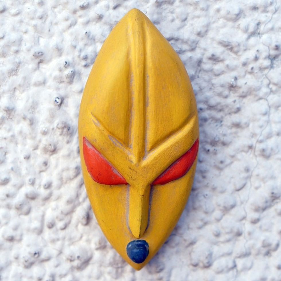 Handmade Yellow and Red African Mask of Pharaoh Hatshepsut 'Hatshepsut'