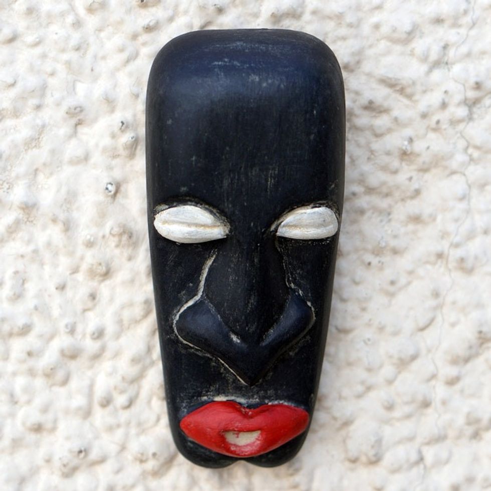 Handmade Black and Red African Mask of Queen Nzinga Mbande 'Nzinga Mbande'