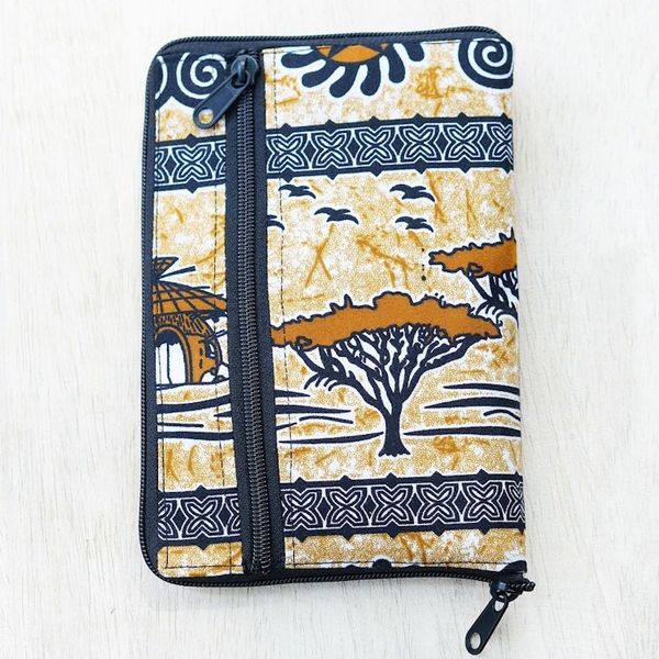 Alternate image for Folk Art-Patterned Self-Storing Cotton Tote Bag with Zipper Village Day