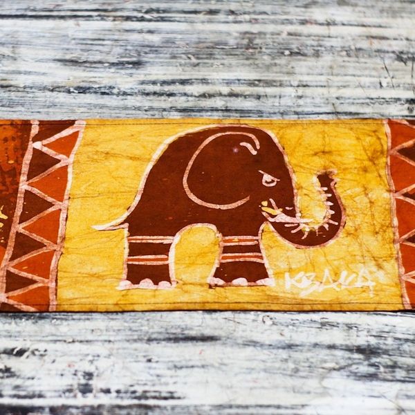 Alternate image for Elephant-Themed Batik Cotton Table Runner from Ghana Elephant Wrap