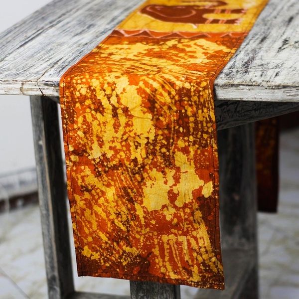 Alternate image for Elephant-Themed Batik Cotton Table Runner from Ghana Elephant Wrap
