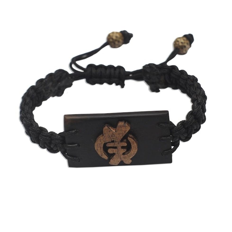 African Adinkra Symbol Pendant Bracelet 'Except God'