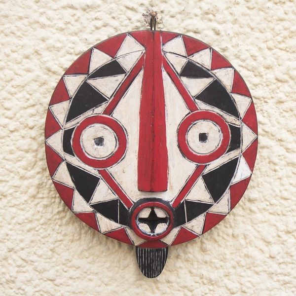 Alternate image for Hand Carved African Sese Wood Mask Festive Bobo
