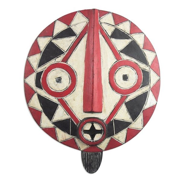 Alternate image for Hand Carved African Sese Wood Mask Festive Bobo