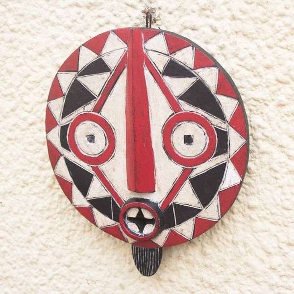 Alternate image for Hand Carved African Sese Wood Mask Festive Bobo