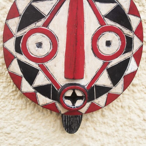 Alternate image for Hand Carved African Sese Wood Mask Festive Bobo