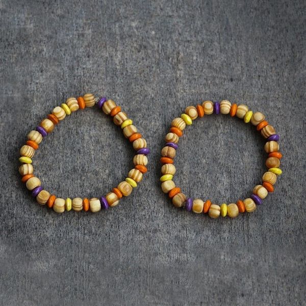 Alternate image for Colorful Sese Wood Beaded Stretch Bracelet from Ghana Colors of Romance