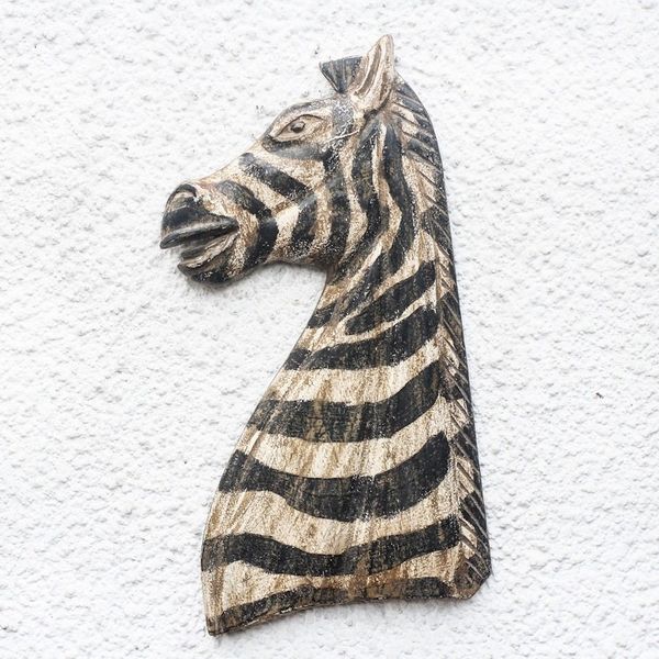 Alternate image for Rustic Sese Wood Zebra Wall Sculpture from Ghana Zebra Profile