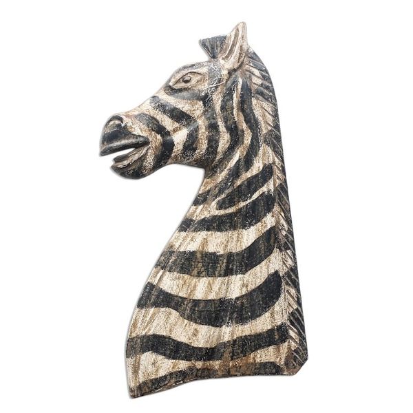 Alternate image for Rustic Sese Wood Zebra Wall Sculpture from Ghana Zebra Profile