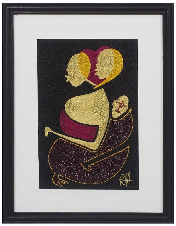Alternate image for Handmade Mother and Child Silk Wall Art from Ghana African Identity