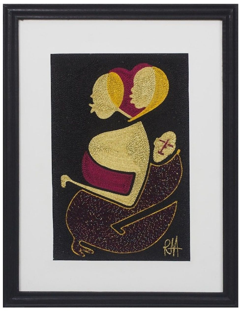 Handmade Mother and Child Silk Wall Art from Ghana 'African Identity'