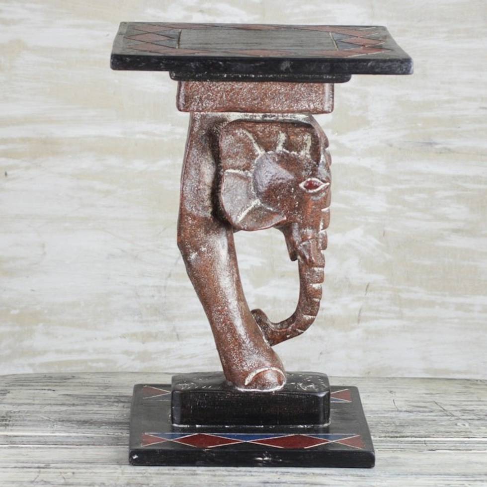 Cedar Wood Elephant Accent Table Crafted in Ghana 'Elephant Step'