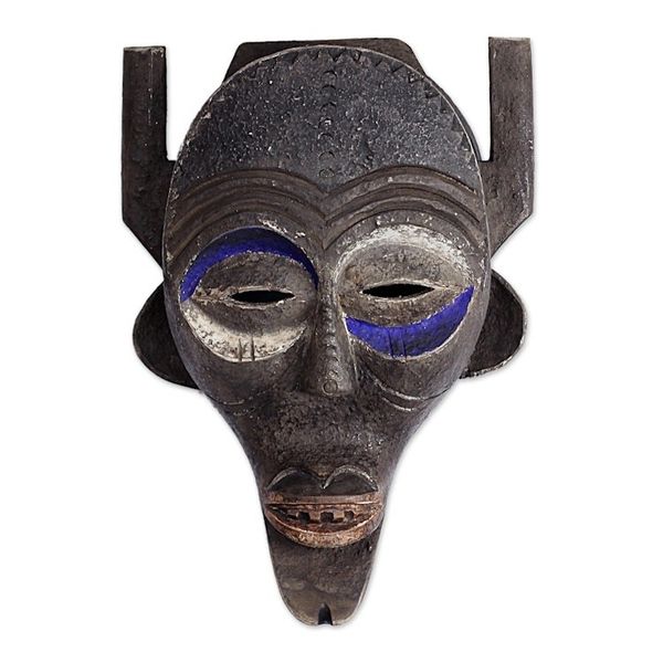 Alternate image for Zimba-Inspired African Wood Mask from Ghana Zimba Horns