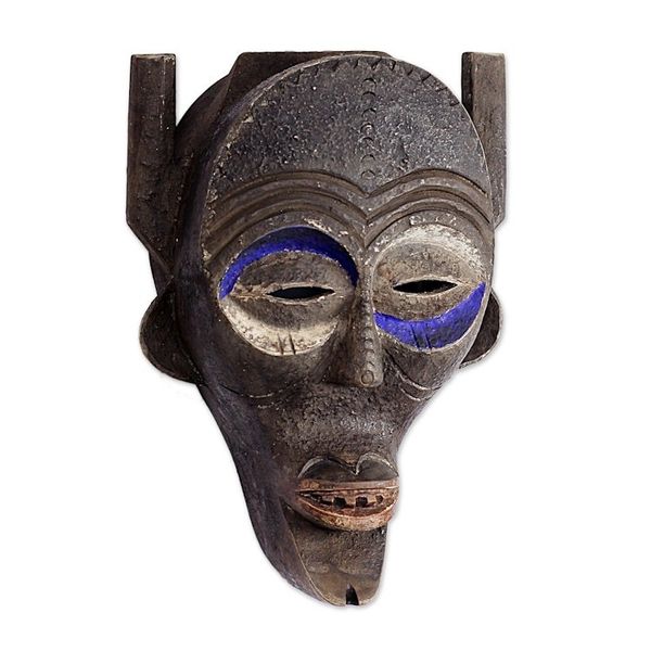 Alternate image for Zimba-Inspired African Wood Mask from Ghana Zimba Horns
