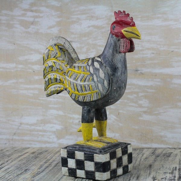 Alternate image for Multi-Color Wood Decorative Box with Rooster Sculpture Lid Watchful Rooster