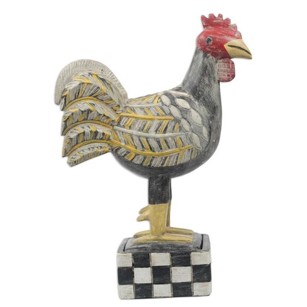 Alternate image for Multi-Color Wood Decorative Box with Rooster Sculpture Lid Watchful Rooster