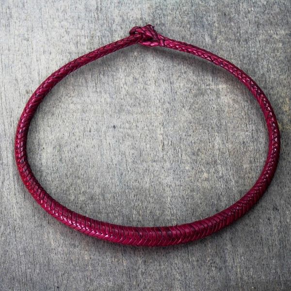 Alternate image for Braided Leather Necklace in Magenta from Ghana Mpusia in Magenta