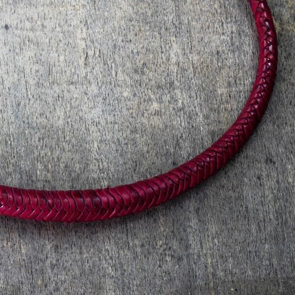 Alternate image for Braided Leather Necklace in Magenta from Ghana Mpusia in Magenta