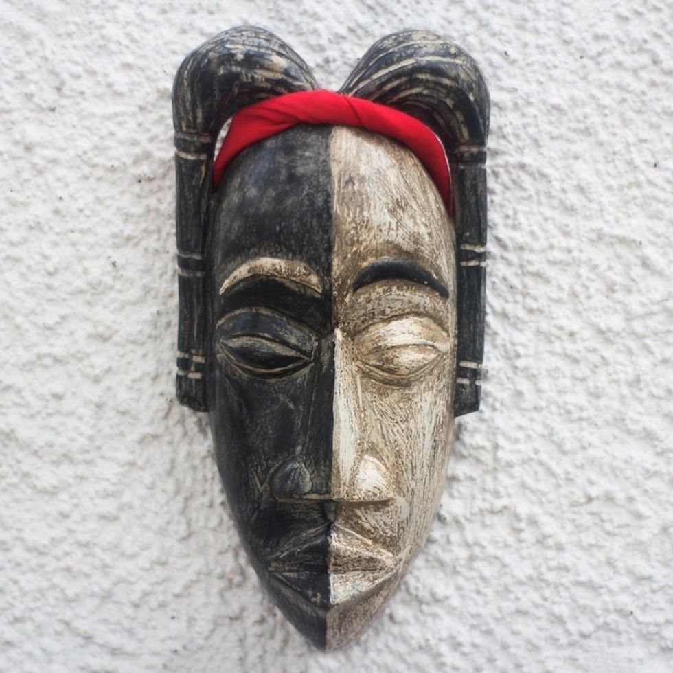 African Wood Mask of Yaa Asantewaa from Ghana 'Asantewaa Duality'