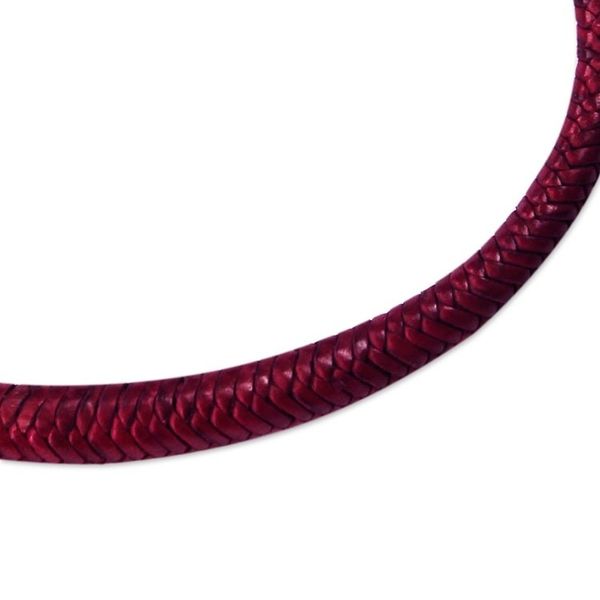 Alternate image for Braided Leather Necklace in Magenta from Ghana Mpusia in Magenta