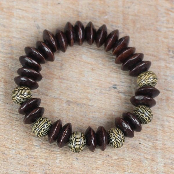 Alternate image for Brown Wood and Recycled Plastic Bracelet from Ghana Remembering Passion