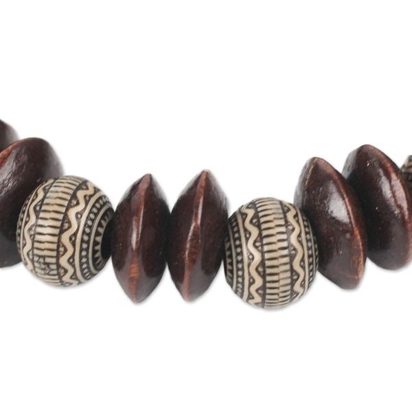 Alternate image for Brown Wood and Recycled Plastic Bracelet from Ghana Remembering Passion