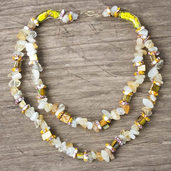 Alternate image for Agate and Recycled Glass Bead Necklace Nuku