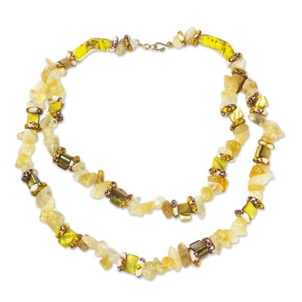 Alternate image for Agate and Recycled Glass Bead Necklace Nuku