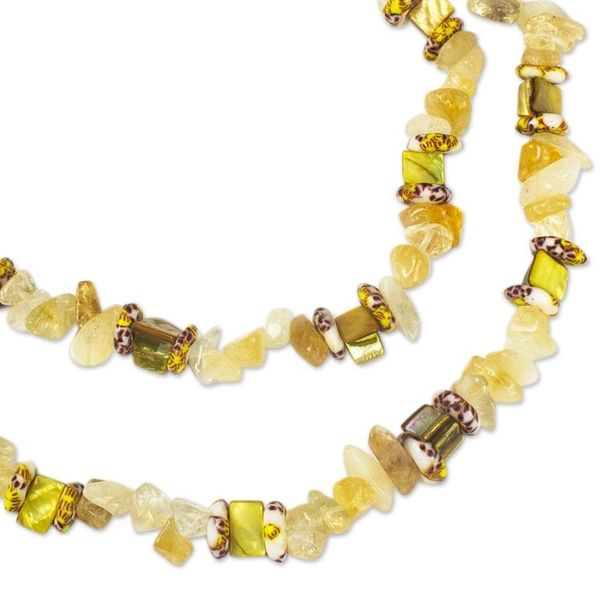 Alternate image for Agate and Recycled Glass Bead Necklace Nuku
