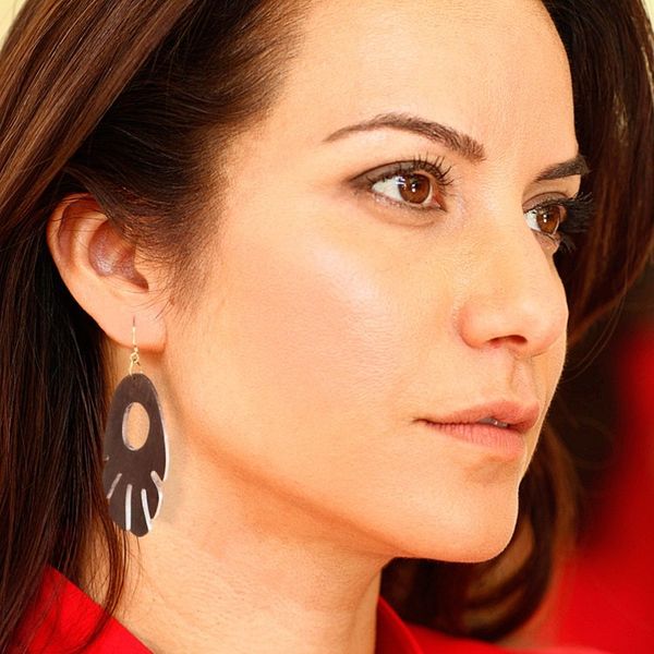 Alternate image for Ebony Wood Dangle Earrings Hand Made in Ghana Labadi Breeze