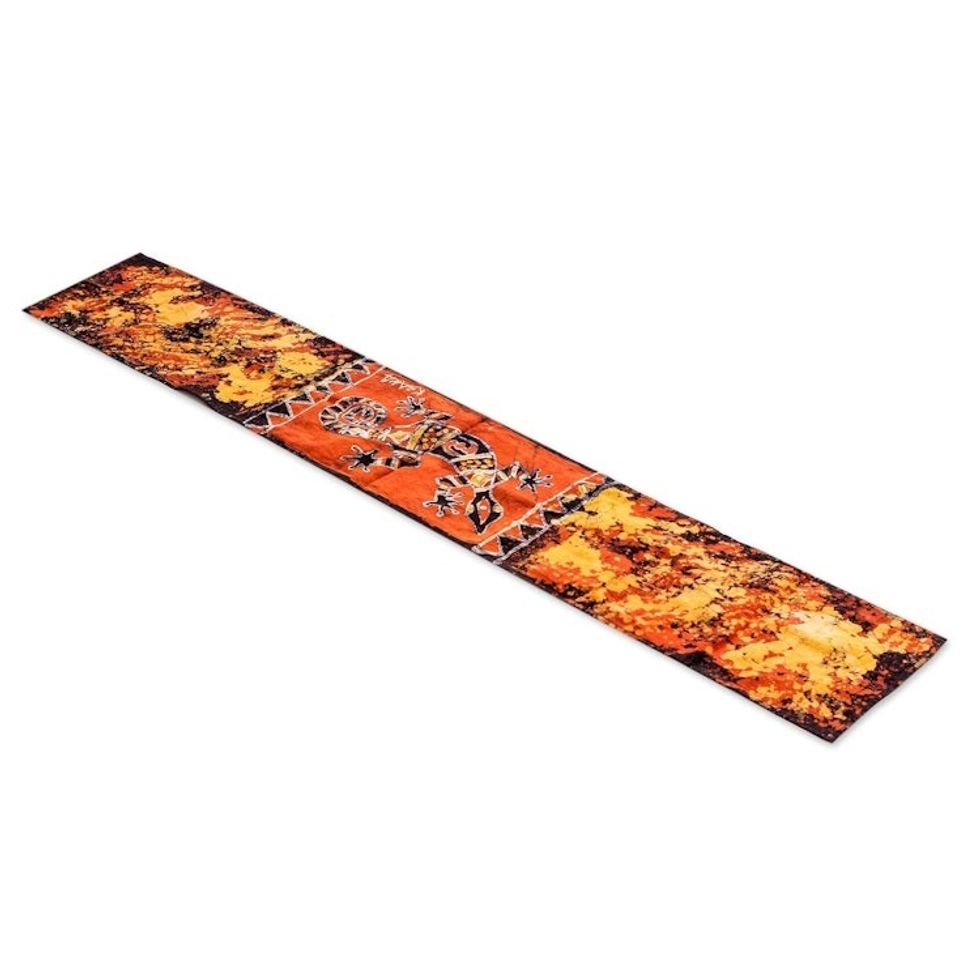 Batik Cotton Gecko Table Runner from Ghana 'Delightful Gecko'