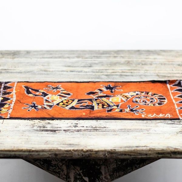 Alternate image for Batik Cotton Gecko Table Runner from Ghana Delightful Gecko