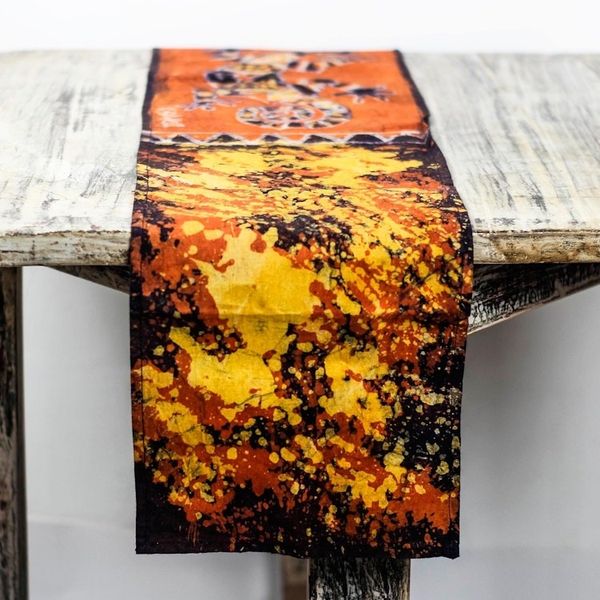 Alternate image for Batik Cotton Gecko Table Runner from Ghana Delightful Gecko