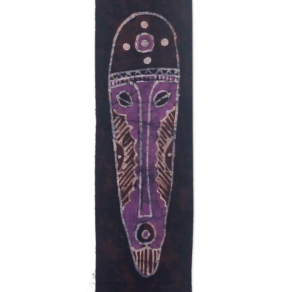 Alternate image for Culturally-Inspired Batik Cotton Wall Hanging from Ghana Azonto Mask I